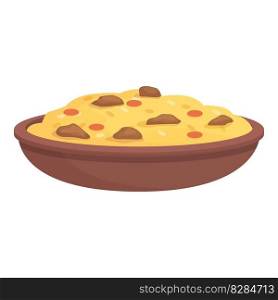 Gourmet pilaf icon cartoon vector. Dish food. Indian cooking. Gourmet pilaf icon cartoon vector. Dish food