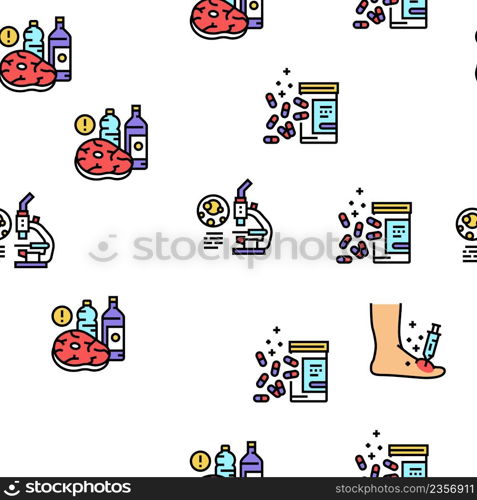 Gout Health Disease Vector Seamless Pattern Thin Line Illustration. Gout Health Disease Vector Seamless Pattern