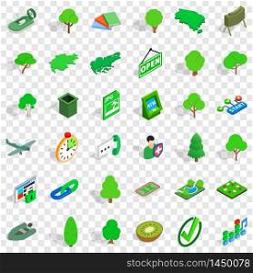 Goverment icons set. Isometric style of 36 goverment vector icons for web for any design. Green icons set, isometric style