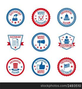 Government and presidential elections and voting labels set with capitol building person symbols isolated vector illustration