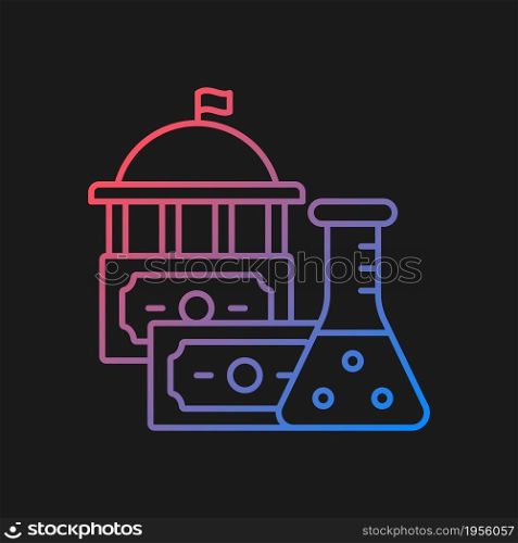 Government funding of research gradient vector icon for dark theme. Government grant. Investment in scientific research. Thin line color symbol. Modern style pictogram. Vector isolated outline drawing. Government funding of research gradient vector icon for dark theme