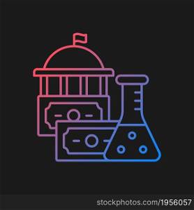 Government funding of research gradient vector icon for dark theme. Government grant. Investment in scientific research. Thin line color symbol. Modern style pictogram. Vector isolated outline drawing. Government funding of research gradient vector icon for dark theme