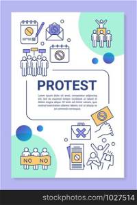 Government protest poster template layout. Public resistance banner, booklet, leaflet print design with linear icons. Civil disobedience vector brochure page layouts for magazines, advertising flyers