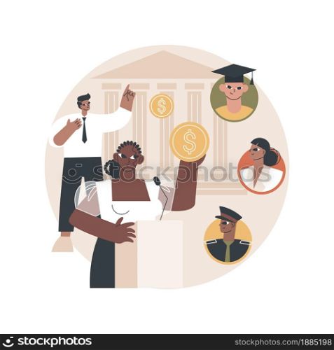 Government spending abstract concept vector illustration. Spending country budget, government expenditures list, public sector consumption, gross domestic product, tax sources abstract metaphor.. Government spending abstract concept vector illustration.