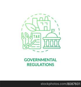 Governmental regulations green gradient concept icon. Bioeconomy monitoring. Bio based materials development idea thin line illustration. Isolated outline drawing. Myriad Pro-Bold font used. Governmental regulations green gradient concept icon