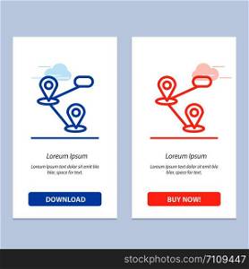 Gps, Location, Map Blue and Red Download and Buy Now web Widget Card Template