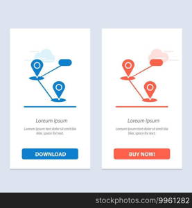 Gps, Location, Map  Blue and Red Download and Buy Now web Widget Card Template