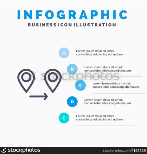 Gps, Location, Map Line icon with 5 steps presentation infographics Background