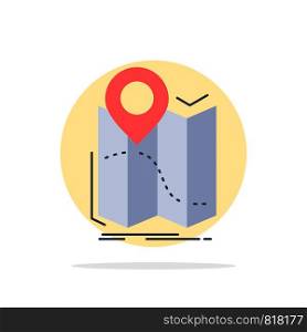 gps, location, map, navigation, route Flat Color Icon Vector