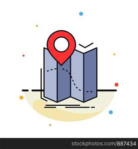 gps, location, map, navigation, route Flat Color Icon Vector