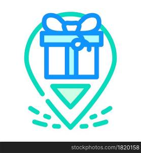 gps location of gift delivery color icon vector. gps location of gift delivery sign. isolated symbol illustration. gps location of gift delivery color icon vector illustration