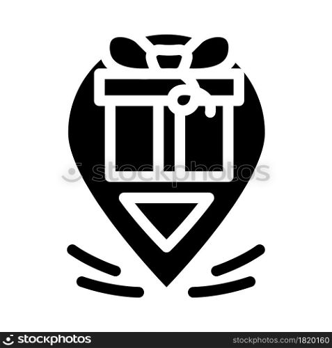 gps location of gift delivery glyph icon vector. gps location of gift delivery sign. isolated contour symbol black illustration. gps location of gift delivery glyph icon vector illustration