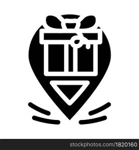 gps location of gift delivery glyph icon vector. gps location of gift delivery sign. isolated contour symbol black illustration. gps location of gift delivery glyph icon vector illustration