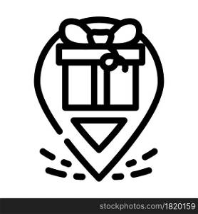 gps location of gift delivery line icon vector. gps location of gift delivery sign. isolated contour symbol black illustration. gps location of gift delivery line icon vector illustration