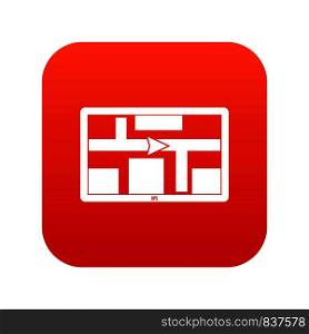 GPS navigation icon digital red for any design isolated on white vector illustration. GPS navigation icon digital red