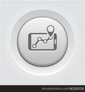 GPS Navigation Icon. GPS Navigation Icon. Mobile Devices and Services Concept Grey Button Design