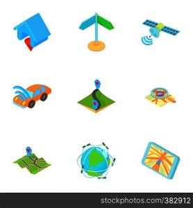 GPS navigation icons set. Cartoon illustration of 9 gps navigation vector icons for web. GPS navigation icons set, cartoon style