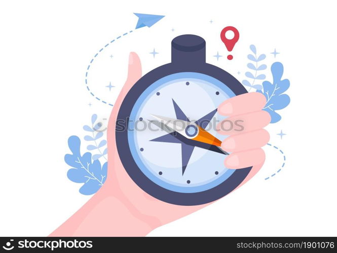 GPS Navigation Map and Compass on Location Search Application Shows the Position or Route you are Going. Background Vector Illustration