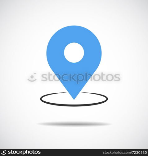 GPS.navigator pin blue color mock up with map on white background. vector illustration