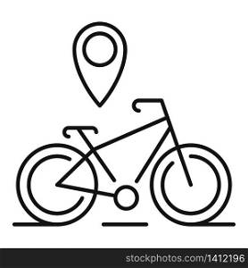 Gps pin bike location icon. Outline gps pin bike location vector icon for web design isolated on white background. Gps pin bike location icon, outline style