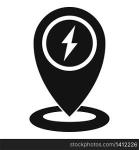 Gps pin charging car station icon. Simple illustration of gps pin charging car station vector icon for web design isolated on white background. Gps pin charging car station icon, simple style