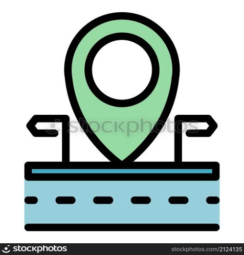 Gps pin location icon. Outline gps pin location vector icon color flat isolated. Gps pin location icon color outline vector
