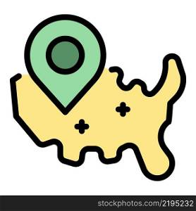 GPS tag on the map icon. Outline GPS tag on the map vector icon color flat isolated. GPS tag on the map icon color outline vector