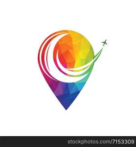 GPS travel vector logo design. Compass aircraft travel unique creative logo design.