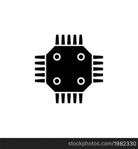 GPU Chip. Flat Vector Icon. Simple black symbol on white background. GPU Chip Flat Vector Icon