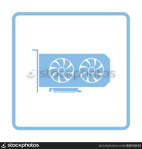 GPU icon. Blue frame design. Vector illustration.