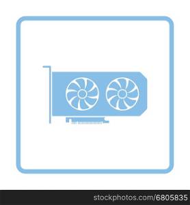 GPU icon. Blue frame design. Vector illustration.