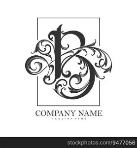 Graceful flourish B monogram letter logo silhouette vector illustrations for your work logo, merchandise t-shirt, stickers and label designs, poster, greeting cards advertising business company or brands