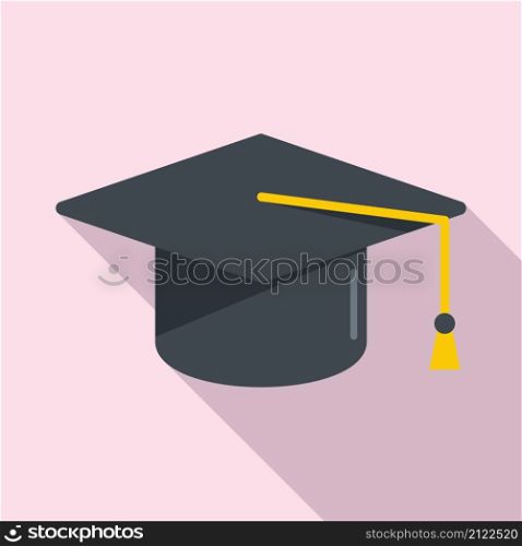 Grad school hat icon flat vector. College diploma. Student graduate. Grad school hat icon flat vector. College diploma