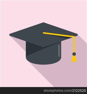 Grad school hat icon flat vector. College diploma. Student graduate. Grad school hat icon flat vector. College diploma