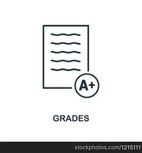 Grades creative icon. Simple element illustration. Grades concept symbol design from school collection. Can be used for mobile and web design, apps, software, print.. Grades icon. Monochrome style icon design from school icon collection. UI. Illustration of grades icon. Pictogram isolated on white. Ready to use in web design, apps, software, print.