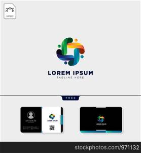 gradient abstract logo template vector illustration and free business card design template. gradient abstract logo template and free business card design