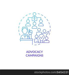 Gradient advocacy c&aigns icon concept, isolated vector, lobbying government thin line illustration.. 2D gradient advocacy c&aigns icon concept