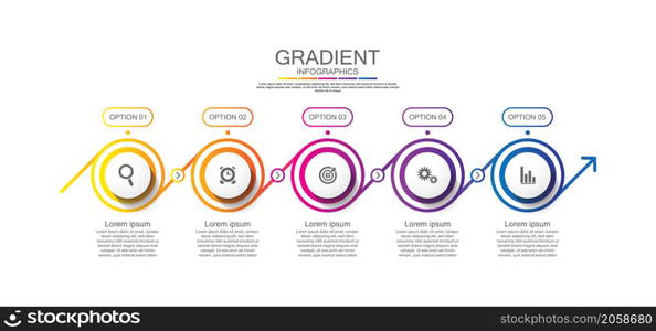 Gradient business abstract background infographic template circle colorful with 5 step