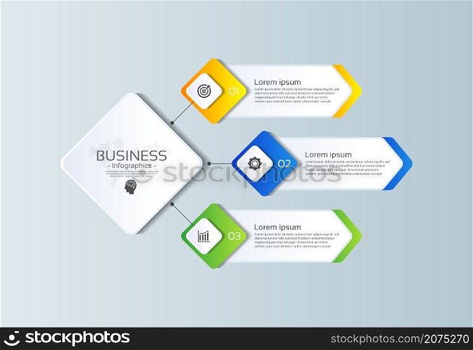 Gradient business infographic template with 3 step