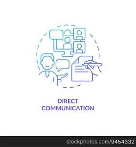 Gradient direct communication icon concept, isolated vector, lobbying government thin line illustration.. 2D gradient direct communication icon concept