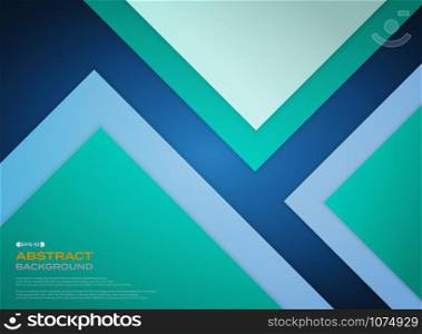 Gradient green blue paper cut background with shadow, vector eps10