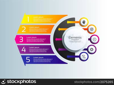 Gradient infographic elements for business with 5 step