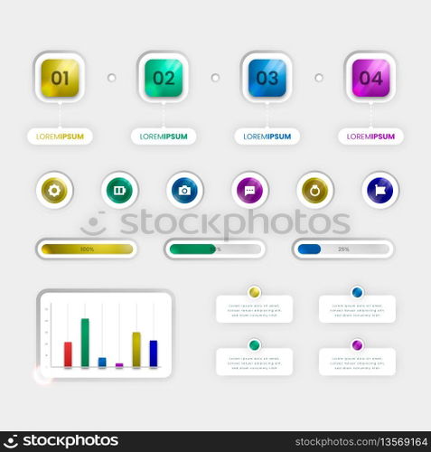 Gradient infographic elements pack