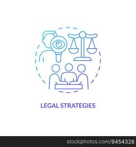 Gradient legal strategies icon concept, isolated vector, lobbying government thin line illustration.. 2D gradient legal strategies icon concept