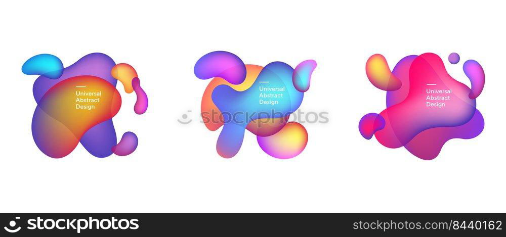 Gradient liquid composition of abstract elements. Dynamical colorful wavy shapes and figures. Trendy template for logo, banners, flyers, presentation, and web design. Vector illustration