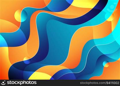 Gradient wave blue orange colorful abstract geometric design background