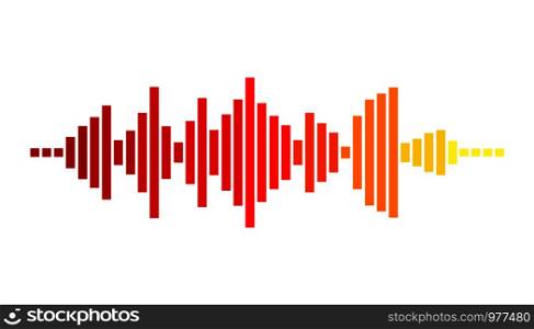 Gradient with red, orange and yellow colors. Vector illustration.. Sound frequencies. Music wave.