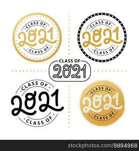 Graduate 2021 set. Class of 2021. Lettering Graduation logo st&. Vector illustration. Template for graduation design, party, high school or college graduate, yearbook.. Graduate 2021 set. Class of 2021. Lettering logo st&. Graduate design yearbook. Vector illustration.