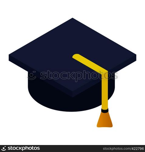 Graduate cap isometric 3d icon. Single illustration isolated on a white. Graduate cap isometric 3d icon