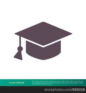 Graduate Hat Education Icon Vector Logo Template Illustration Design. Vector EPS 10.